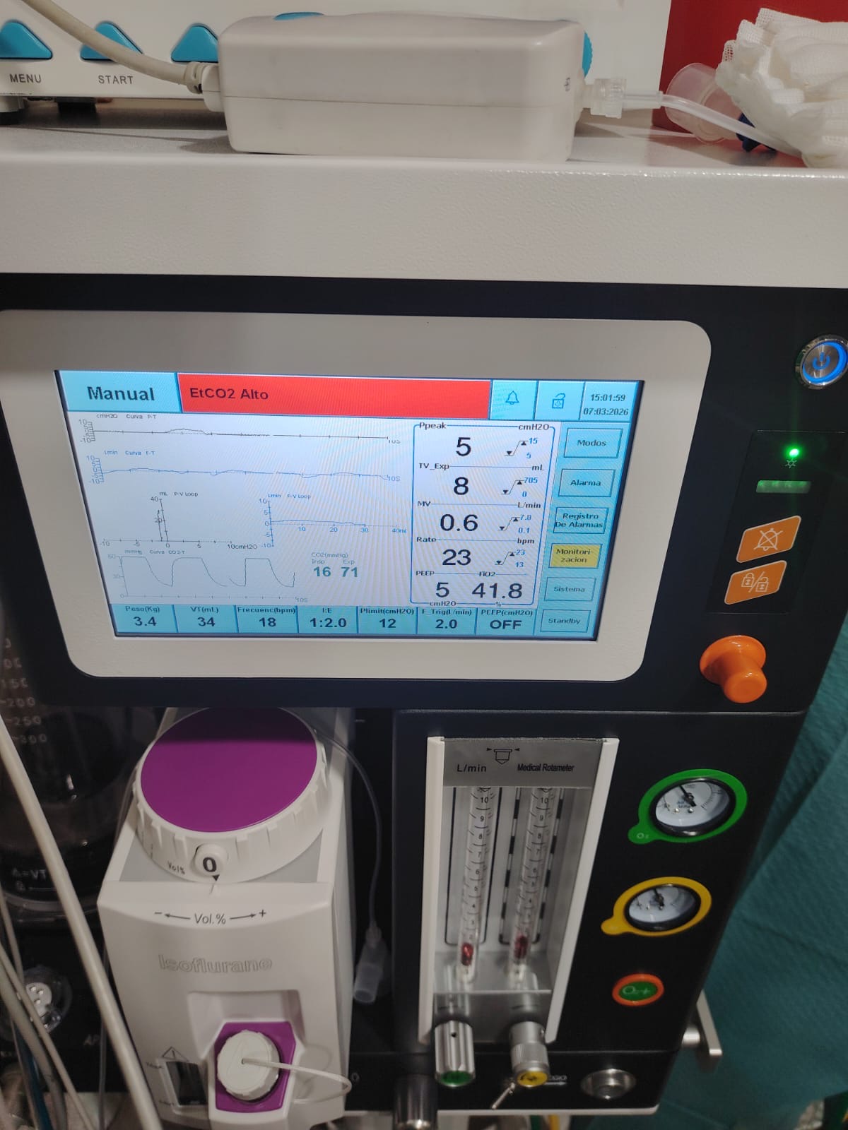 Equipo de anestesia veterinaria